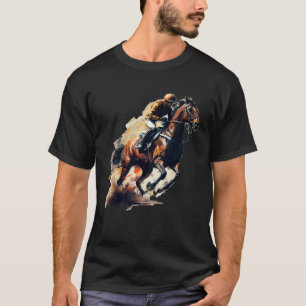 Bruine Blaze Paard en Jockey Racen T-shirt
