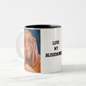 Bruine bloedhond olieverfschildering mok (Voorkant links)