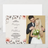 Bruine Bloem Bruiloft Uitnodigingen met foto (Voorkant / Achterkant)