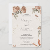 Bruine Bloem Bruilofts Uitnodigingen (Voorkant)