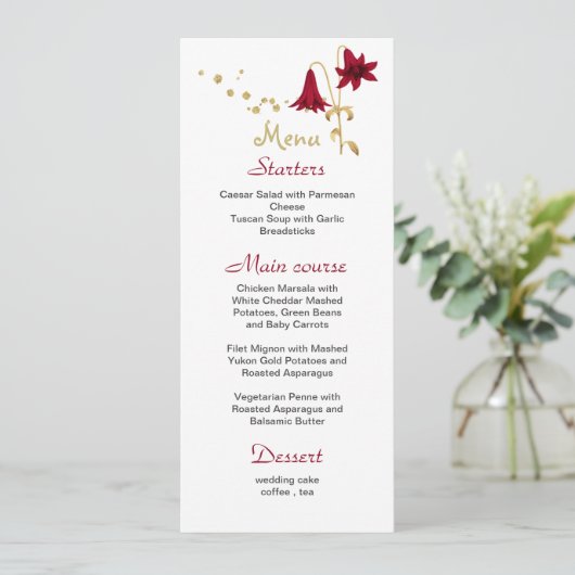 bruine bloem goud & witte bruiloft menu (Staand voorkant)