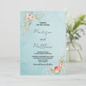 Bruine Bloem Groene Bruiloft Uitnodigingen (Staand voorkant)