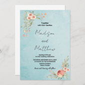 Bruine Bloem Groene Bruiloft Uitnodigingen (Voorkant / Achterkant)