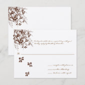 Bruine bloem Huwelijksreactiekaart RSVP Kaartje (Voorkant / Achterkant)