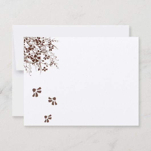 Bruine bloem Huwelijksreactiekaart RSVP Kaartje (Achterkant)