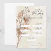 Bruine Bloem Naam Dat Lied Bruidsfeest Spel Kaart (Voorkant / Achterkant)