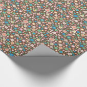  bruine bloem-retro-lentesbloemen cadeaupapier (Hoek)