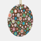 bruine bloem-retro-lentesbloemen keramisch ornament (Rechts)