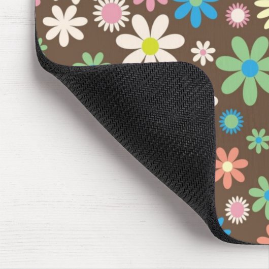  bruine bloem-retro-lentesbloemen muismat (Hoek)