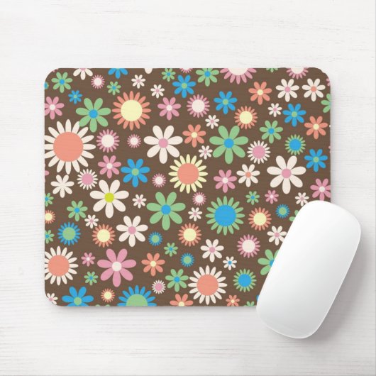  bruine bloem-retro-lentesbloemen muismat (Met muis)