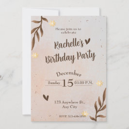 Bruine bloem verlaat verjaardag kaart