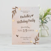 Bruine bloem verlaat verjaardag kaart (Staand voorkant)