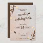 Bruine bloem verlaat verjaardag kaart (Voorkant / Achterkant)