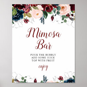 bruine bloemen bruidsdouche mimosa bar bord poster