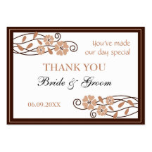 Bruine bloemen dank u huwelijksgunst cadeau Labels