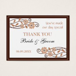Bruine bloemen dank u huwelijksgunst cadeau Labels Visitekaartjes