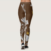 Bruine bloemen en vlinder leggings (Achterkant)