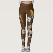 Bruine bloemen en vlinder leggings (Voorkant)