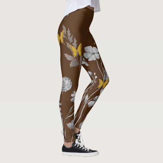 Bruine bloemen en vlinder leggings (Rechts)