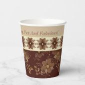 Bruine bloemen geaccentueerd papieren bekers (Achterkant)