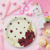 bruine bloemen goudblad marmer papieren bordje (Feest)