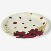 bruine bloemen goudblad marmer papieren bordje (Gekanteld)