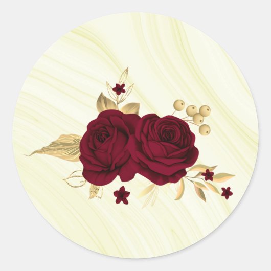 bruine bloemen goudblad marmer ronde sticker (Voorkant)