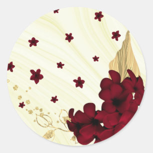 bruine bloemen goudblad marmer ronde sticker