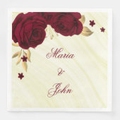 bruine bloemen goudblad marmer servet (Voorkant)