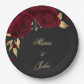 bruine bloemen goudblad zwart papieren bordje (Voorkant)