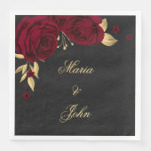 bruine bloemen goudblad zwart servet (Voorkant)