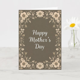 Bruine Bloemen Lijst Moederdag Mom Kaart