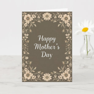 Bruine Bloemen Lijst Moederdag Mom Kaart