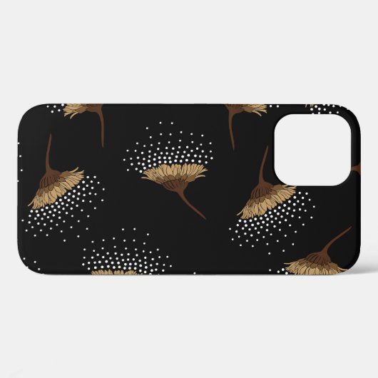 Bruine bloemen, naadloze zwarte achtergrond. Case-Mate iPhone case (Achterkant (horizontaal))