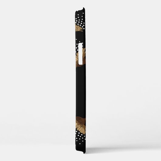 Bruine bloemen, naadloze zwarte achtergrond. Case-Mate iPhone case (Achterkant / Rechts)