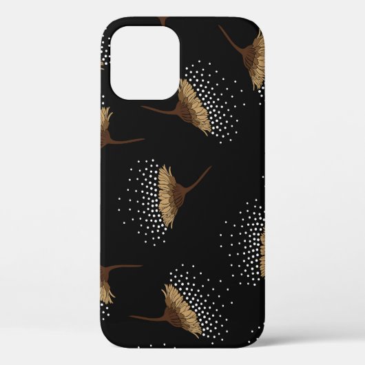 Bruine bloemen, naadloze zwarte achtergrond. Case-Mate iPhone case (Achterkant)