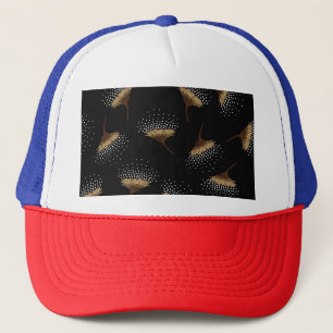 Bruine bloemen, naadloze zwarte achtergrond. trucker pet