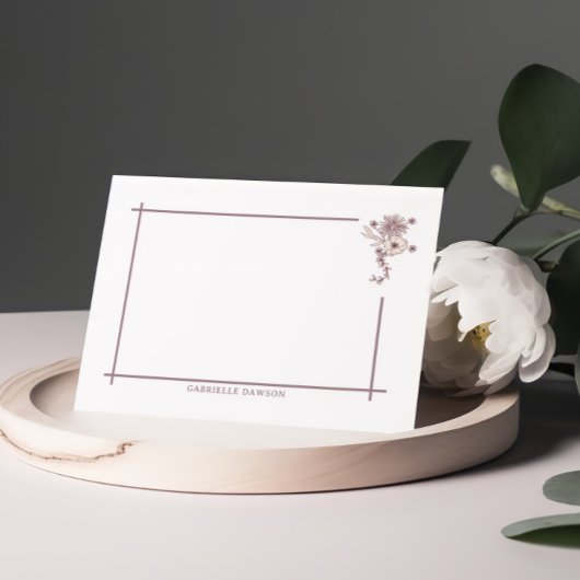 Bruine Bloemen Naam Notitiekaarten Notitiekaartje