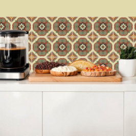 Bruine bloemen op tegels, retro inspiratie tegeltje