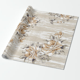 bruine bloemen patroon op textuurachtergrond cadeaupapier
