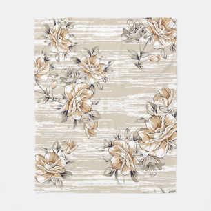 bruine bloemen patroon op textuurachtergrond fleece deken