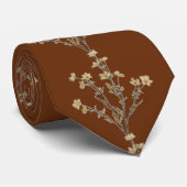 Bruine bloemen stropdas (Opgerold)