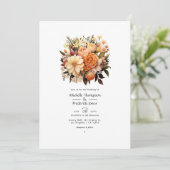 Bruine Bloemen Winter Bruiloft Kaart (Staand voorkant)