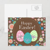  bruine bloemendaisy retro paaskaart feestdagenkaart (Voorkant / Achterkant)