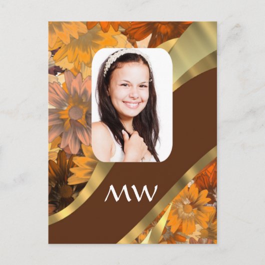 Bruine bloemenfoto sjabloon briefkaart (Voorkant)