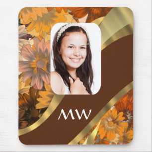 Bruine bloemenfoto sjabloon muismat