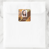 Bruine bloemenfoto sjabloon vierkante sticker (Tas)