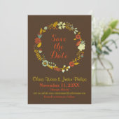 Bruine bloemenkrans - Bewaar de datum Save The Date (Staand voorkant)