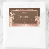  bruine bloemenproductetiketten Roos gouden Lijst Rechthoekige Sticker (Tas)