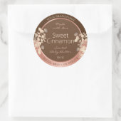  bruine bloemenproductetiketten Roos gouden Lijst Ronde Sticker (Tas)